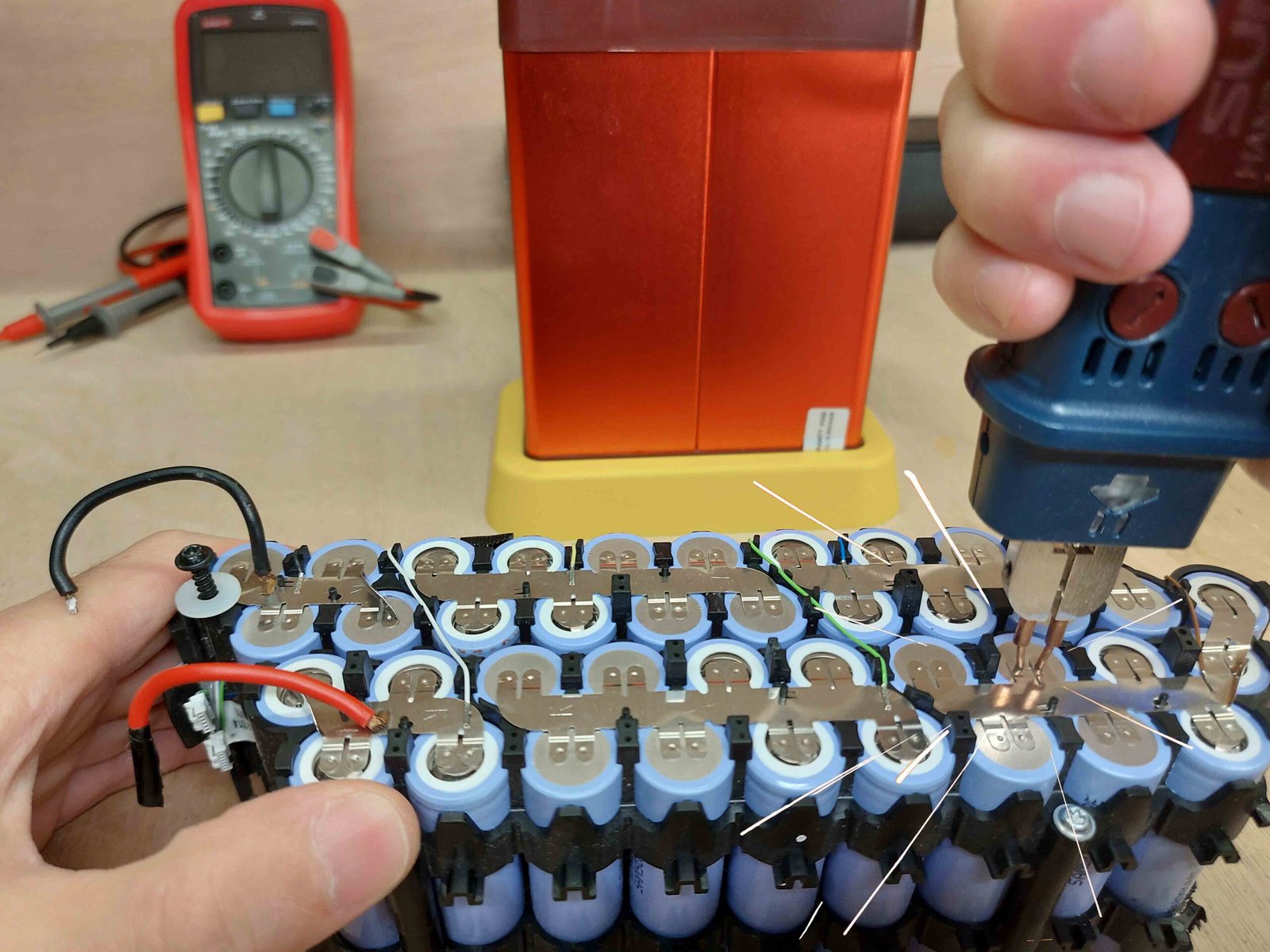 Preparing new Li-Ion module during e-bike battery rebuild and e-bike battery repair